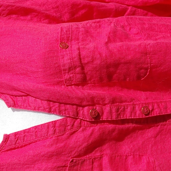 Linen Hot Pink Button Down - Picture 3 of 8
